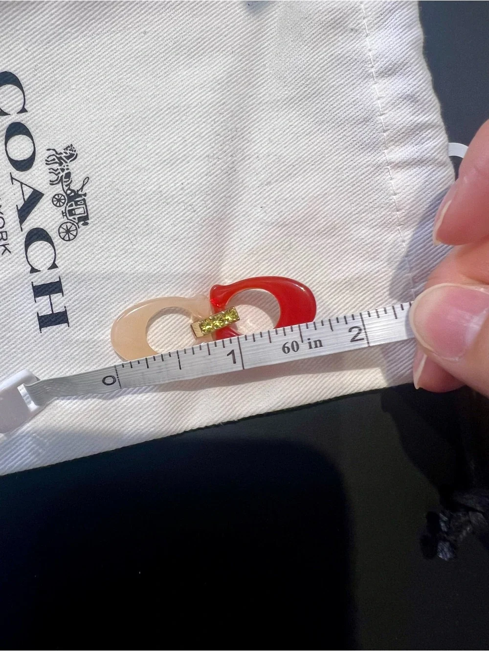 Coach Colorblock Resin Drop Earrings — Green/Red Mix - Picture 6 of 11